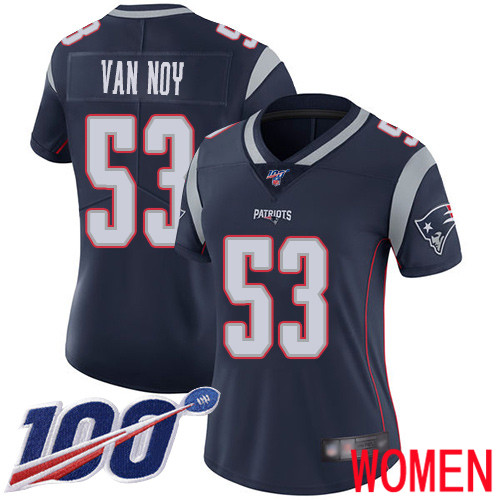 New England Patriots Football #53 100th Season Limited Navy Blue Women Kyle Van Noy Home NFL Jersey